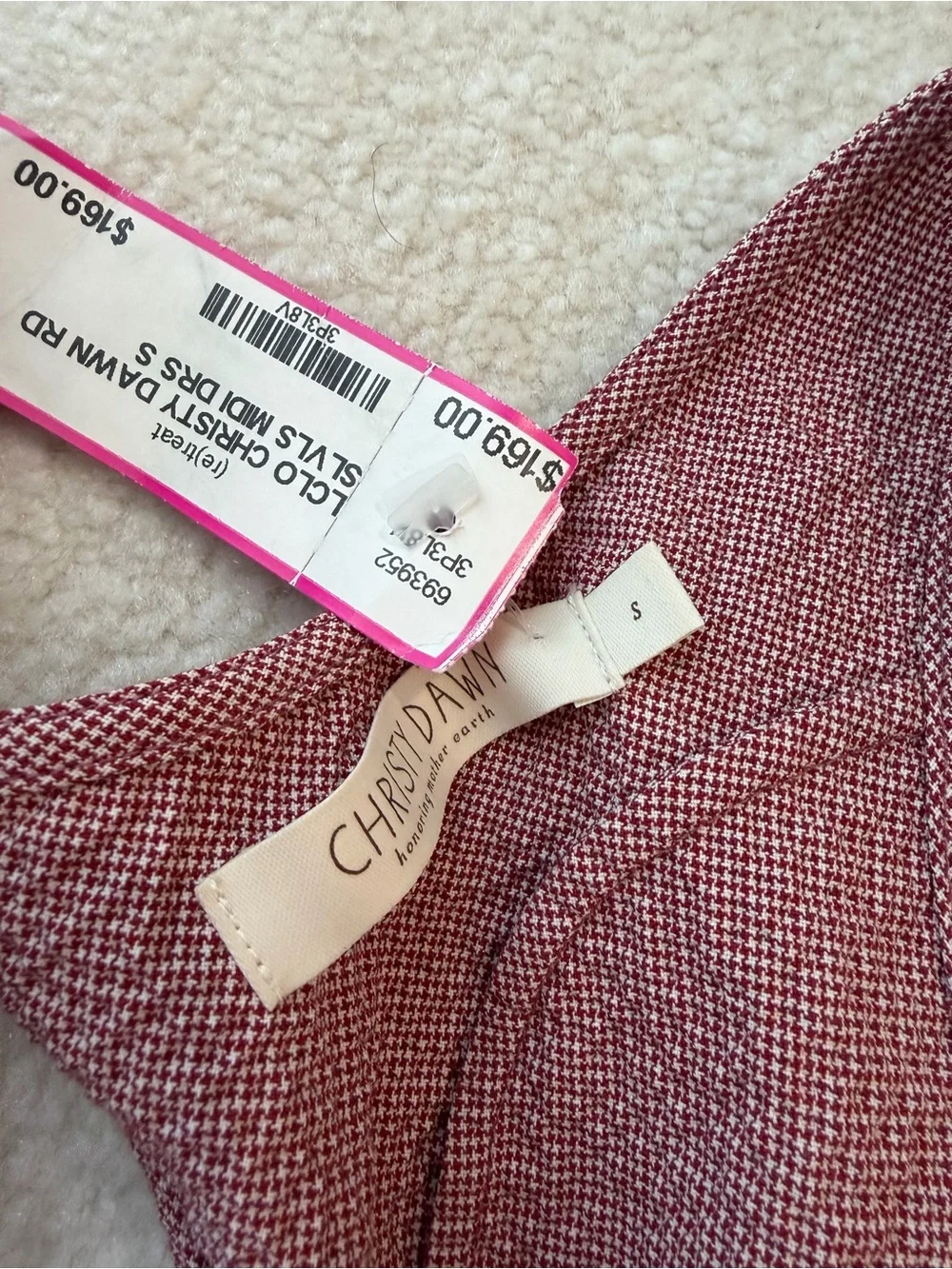 BNWT Christy Dawn Mauve Pink Textured Cutout Midi Dress - Picture 5 of 5